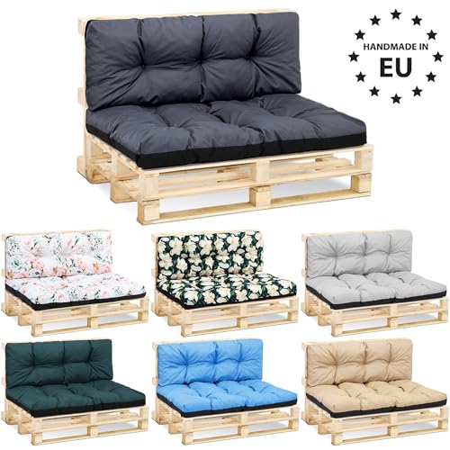 Amazinggirl Palettenkissen Outdoor Kissen Sitzkissen 120x80 cm - Auflagen für Paletten Europaletten Palettensofa und Palettenmöbel Palettenpolster Outdoorkissen Gartenkissen Graphit