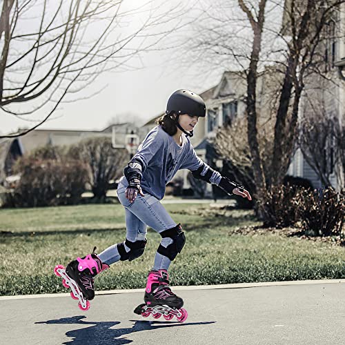 Image of Boys Kids Adjustable Inline Skates, Girls Inline Skates for Kids, Beginner Roller Skates for Girls Men and Ladies Outdoor (3#Pink, X-Large(7M /8W-10M /11W US))