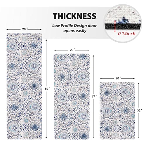 Melajia Boho Kitchen Rugs Sets Of 3 Non Slip Washable Laundry Room Rubber Mat Kitchen Mats Set For Floor Easy To Clean Low-Profile Runner Rug For Hallway Bathroom Bedroom Entryway #TOP1