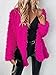 691 - Plus Size Open Front Statement Pockets Long Sleeves Fuzzy Teddy Faux Fur Coat Jacket Hot Pink Fuchsia (Hot Pink Fur, M)