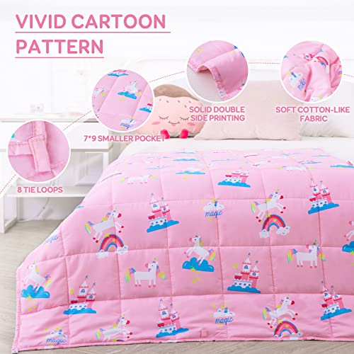 Kivik Weighted Blanket 3lbs, Unicorn Heavy Blanket Throw, Small Weighted Cooling Blankets 3 Pounds, Cute Blanket for All-Season, 36x48 Inches, Pink