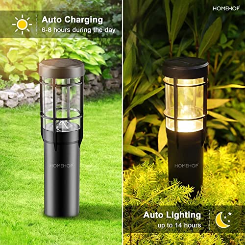 Homehop Solar Powered LED Bollard Pathway Lights for Outdoor Home Garden Waterproof Flickering Decoration Landscape Dancing Lamp (ABS, Warm, Multi-Color)