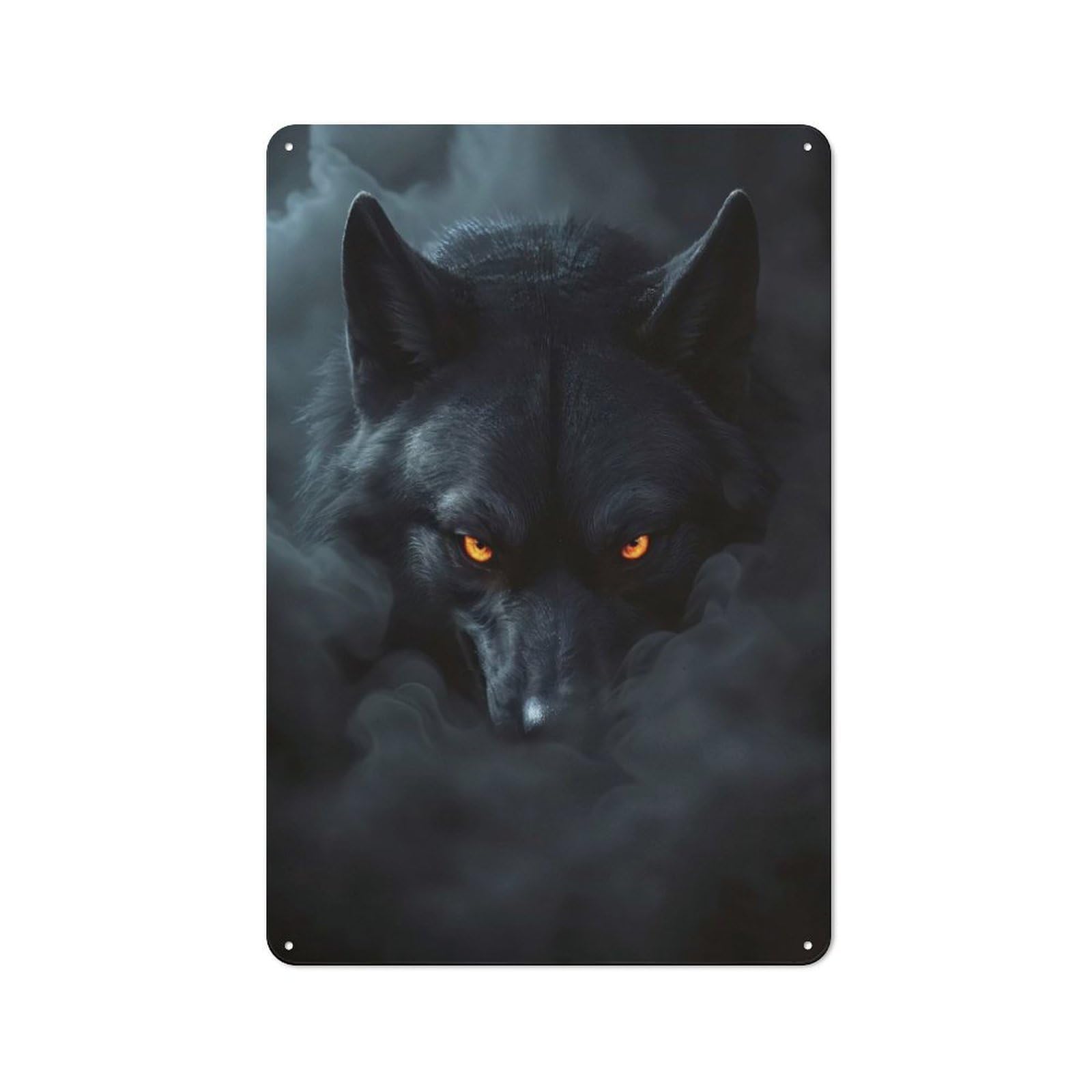 Junmoney Wild Black Wolf Halloween Retro Tin Sign 30X20cm For Home Office Or Studio, Suited To Home Office Decor Fans