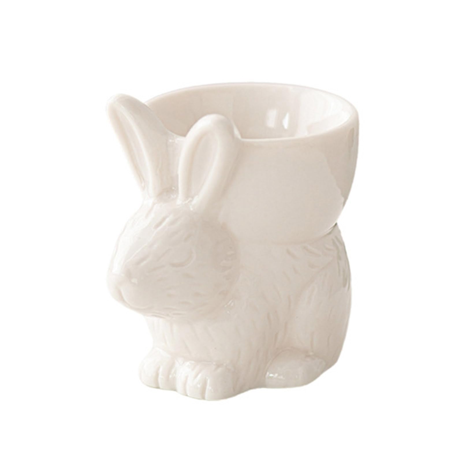 MICFENY Rabbits Shape Eggs Cups Handmade Ceramic Soft Boiled Eggs Holder Fun and Safe Kitchen Tableware Suitable for Breakfast