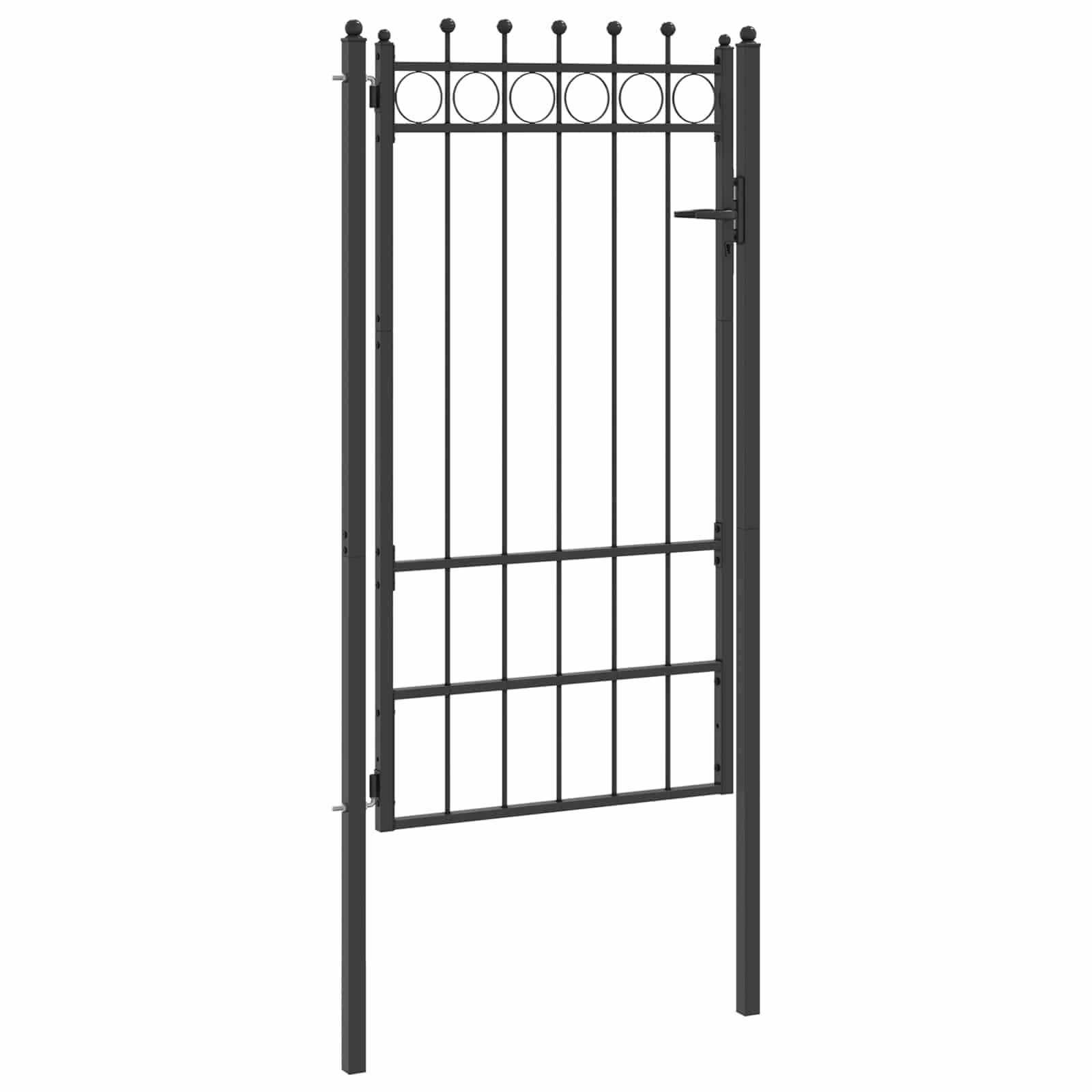 Cancello per recinzione in metallo, nero, con serratura, 100 x 175 cm | Superficie verniciata a polvere, design antiscivolo, sistema di chiusura stabile, per giardino e vialetto