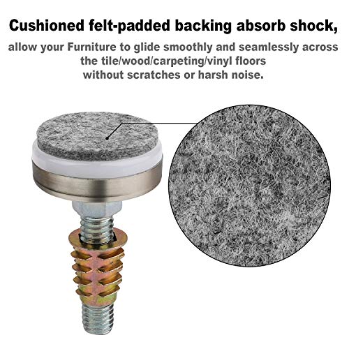 Heavy Duty Furniture Levelers Adjustable Furniture Legs Levelers, Leveling Feet for Tables Chairs Cabinets Sofa Raiser, Support 1320LBs, T- Nut Kit 3/8”-16 Thread, Large Base,w/ 4 Felt Pads (8 Pack) - Thumbnail 3