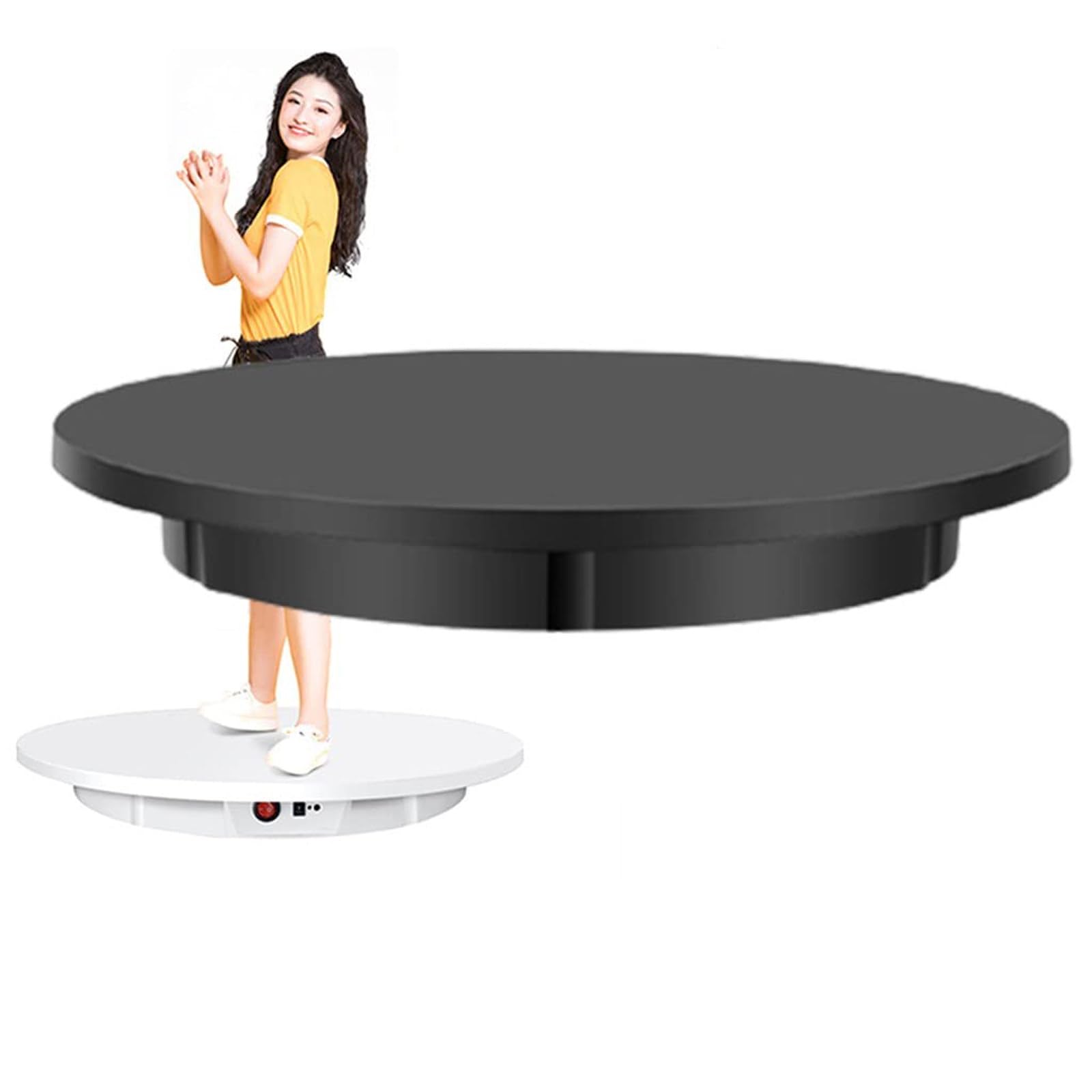Table Tournante Rotative Électrique 100kg 60cm Platine Tournante Plateau Tournant Rotatif à 360 Degrés Automatique Table Tournante Support pour Prendre Photos, Vidéos,Black