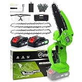 MUTBERG 6-Inch Cordless Chainsaw Set, Upgraded Brushless Motor, 21V, 2000mAh x 2 Batteries, JYCH0601