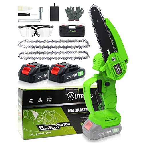 Mutberg 6-Inch Cordless Chainsaw Set, Upgraded Brushless Motor, 21V, 2000Mah X 2 Batteries, Jych0601 #TOP20