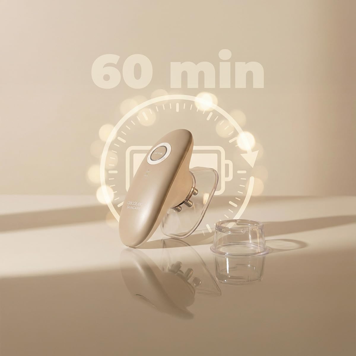 Cecotec Masseur Corporel Anti-Cellulite SkinCare Push Up Suction. 3 Modes : EMS, Corps et Visage, Fonction Succion, Lumière Rouge, 2 Têtes, 3 Intensités, Autonomie 60 mins, Arrêt Automatique