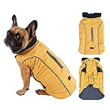 🐶 【Hochwertiges Material】 Diese Hundejacke besteht aus warmer und weicher Rippenbaumwolle, die Ihr Haustier an kalten Tagen warm halten kann. Auf der Rückseite befinden sich 2 Löcher, die sich sehr bequem für Blei und Gurt verbinden lassen.