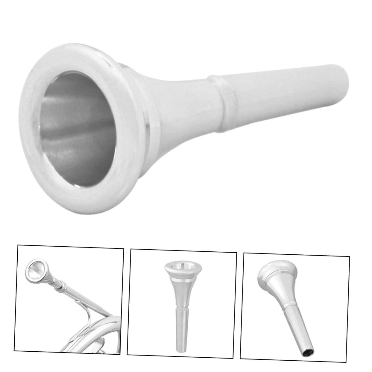 ifundom Horn Instrument Accessory Replacement Part Pure Copper French Horn Mouthpiece Easy to Use Silver Color