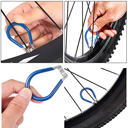 CHIVENIDO 7Pcs Spoke Tool Kit - 8 Cut Open Bicycle Spoke Wrench Tire Lever Bike Spoke Wrench with Rubber Handle Y-Type Hex Wrench Socket Wrench Tire Valve Stem Core Tool Bike Repairing Pocket Tools