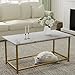 SAYGOER White Faux Marble Coffee Table Simple Modern Rectangular Coffee Tables Open Design Minimalist Center Table for Living Room Office, 39.37 x 19.69 x 17.72, White Gold