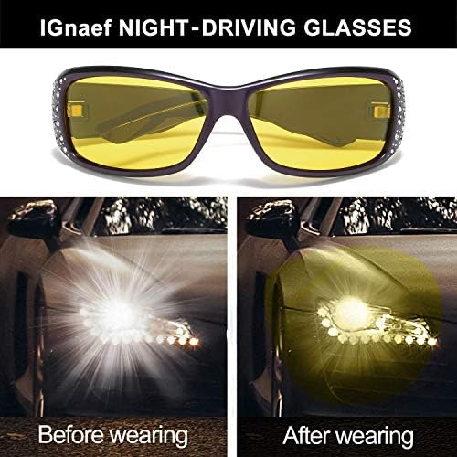 IGnaef Women's Photosensitive NightVision Glasses for