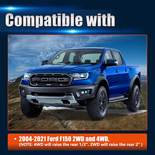 GAsupply 2\" Rear Leveling Lift Kits,Compatible with 2004-2020 Ford F150 2WD 4WD, 2 Inch Forged Aluminum Block with Extended U Bolts - Thumbnail 2
