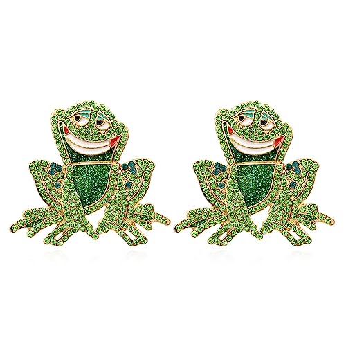 Frog Earrings for Women Vintage Rhinestone Frogs Stud Earrings Cute Funny Animal Earrings Frog Jewelry for Women