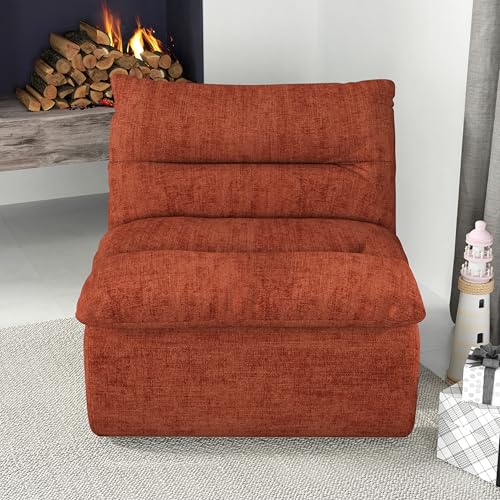 Bean Bag Chair Upholstery Bean Bag Sofa for Adults and Kids, Ultra Soft Lazy Floor Couch Chair with Memory Foam, Indoor Modern Accent Beanbag Chairs for Living Room, Bedroom, Dorm, Office (Orange)