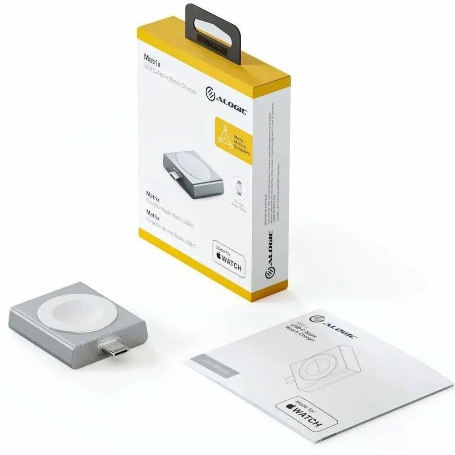 ALOGIC Chargeur portable Matrix pour Apple Watch - La solution de charge ultime pour votre Apple Watch, compatible avec câble USB-C, support Matrix, pour Apple Watch Ultra/Series 8/7/6 et plus.