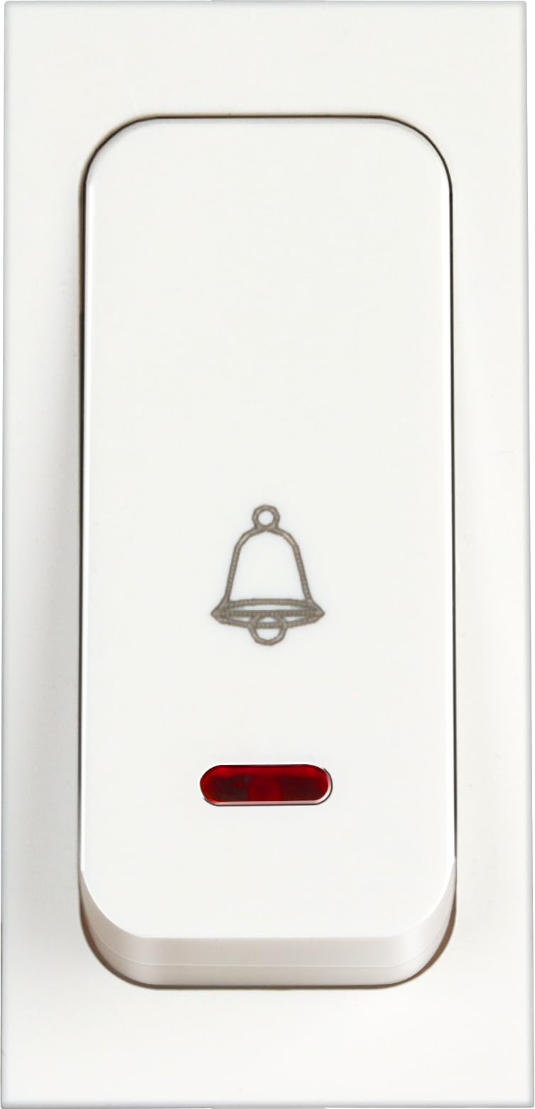 Kolors 6A Bell Push Switch With Indicator 1 Module, White [KBC