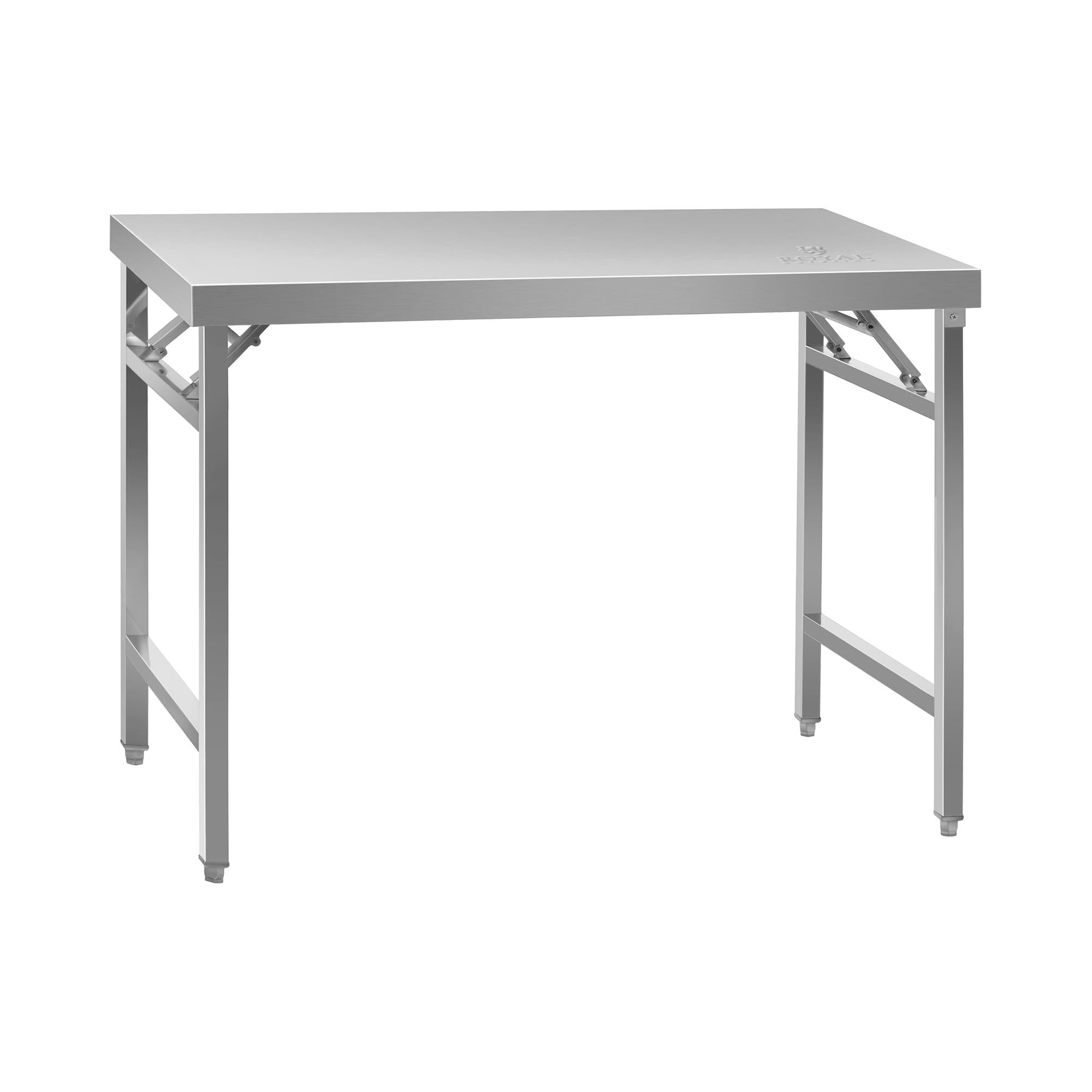 Royal Catering Mesa De Trabajo Plegable En Acero Inoxidable RCAT-120/70KE (Superficie de Trabajo de 70 x 120 cm, Capacidad de Carga 215 kg)