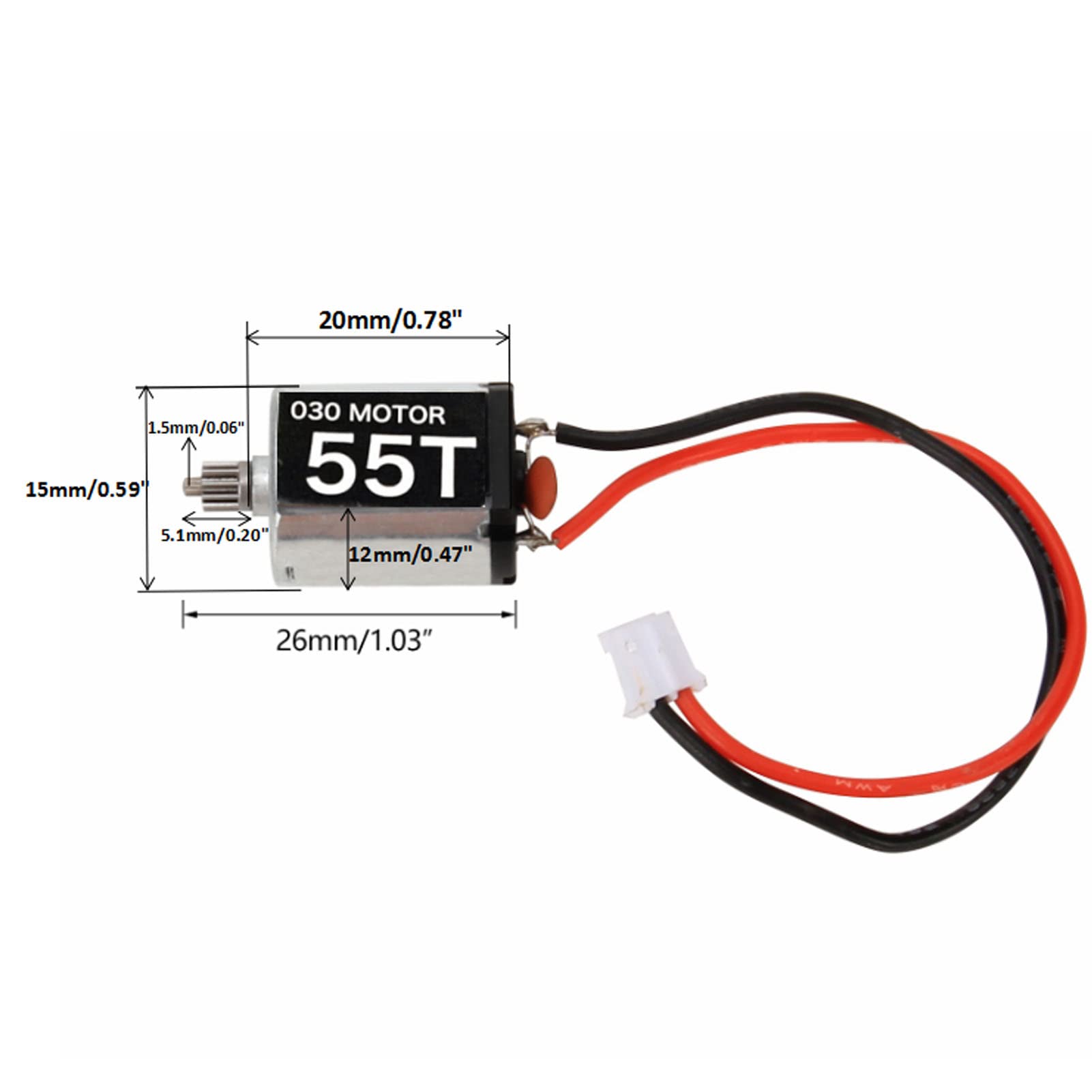 RC Car Motor, Metal Brush Motor Low Noise Lightweight 030 55T Brushed Motor with 11T Gear Compattible with SCX24 1/24