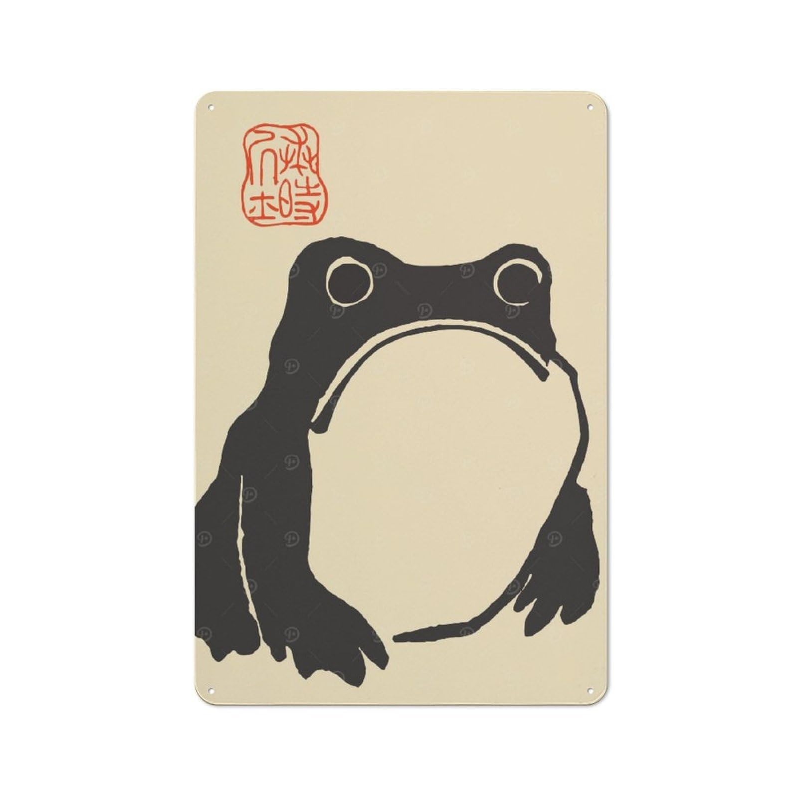 Junmoney Style-16 Workshop Style Matsumoto Hoji Grumpy Frog Tin Sign 30X20cm, Workshop Wall Decor For Tool Room, Garage, Studio Or Home Bar
