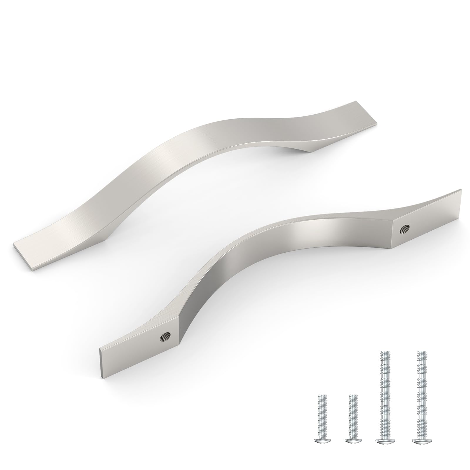 FURNIWARE Pack of 10 Brushed Nickel D-Shape Kitchen Cabinet Handles