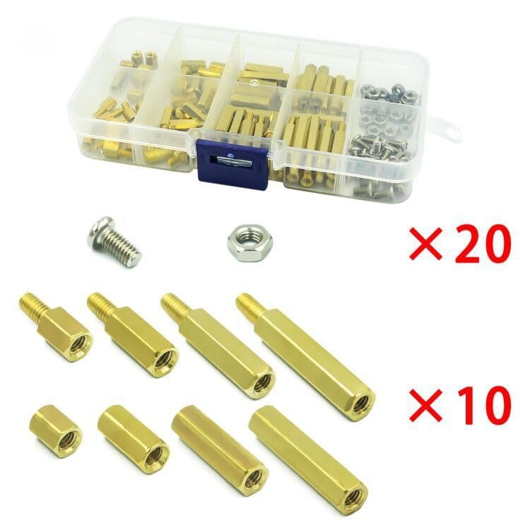 5sets 120pcs M3 Stainless Steel Screws and Nuts, Brass Hexagonal Copper Posts, Isolation Columns, Spacing Posts