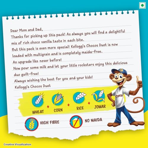 Image of Kellogg's Multigrain Chocos Duet 375g | Source of Calcium, High in Protein, with 10 Essential Vitamins & Minerals, Source of Fibre | Breakfast Cereal for Kids