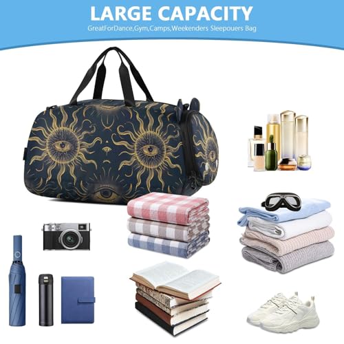 Evil Eyes Duffle Bag for Girl, Sports Duffle Gym Bags with Shoe Compartment, Personalized Overnight Bag Travel Weekender for Kids4