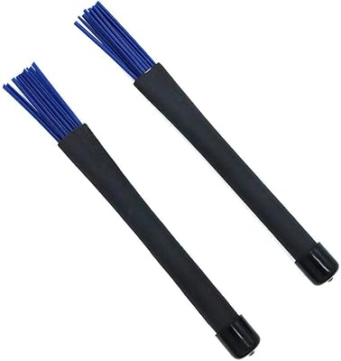 Alnicov 1 paio di spazzole per batteria jazz, retrattili, 32 cm, nero/blu
