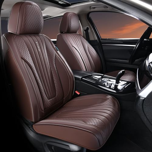 Image of FLORICH Car Seat Covers, Premium Leatherette Car Seat Covers Front Seats, Waterproof Nappa Leather Seat Protectors, Breathable Car Seat Cushion for Most Sedans Cars SUV Trucks, Coffee