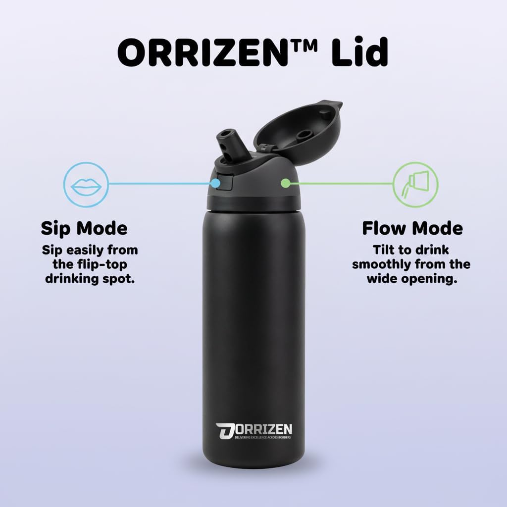 Insulated Stainless Steel Water Bottle with Straw for Sports, Travel, and School BPA-Free Sports Water Bottle, 24 oz, Beach House (Black) - Image 4