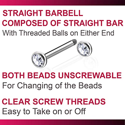 Bodyjewellery 2Pcs 16G 5/16 Barbell Ear Cartilage Tragus Forward Helix Lobe Stud Auricle Eyebrow Surgical Steel Halfball - Cl #TOP3