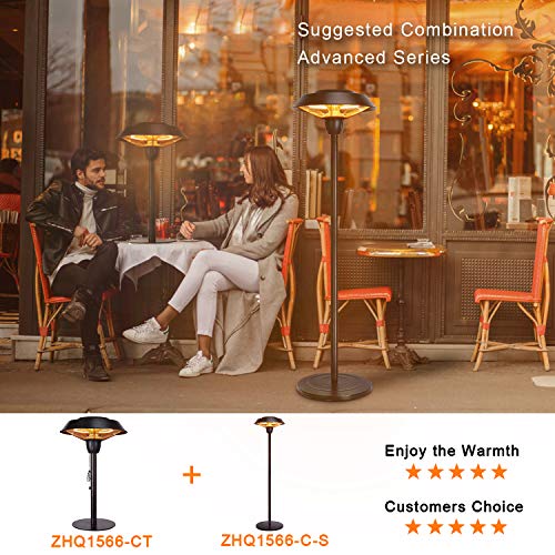 Star Patio Outdoor Freestanding Electric Patio Heater, Tabletop heater, Infrared Heater, Hammered Bronze Finished, Portable Heater suitable as a Balcony Heater, 1566-CT
