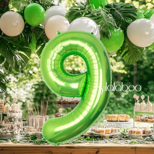 Image of 40 Inch Green Number 9 Balloon Lime Big Large Helium Number 0-9 | Giant Digital 9th Foil Mylar Party Balloon for Birthday Party Anniversary Graduation Decorations