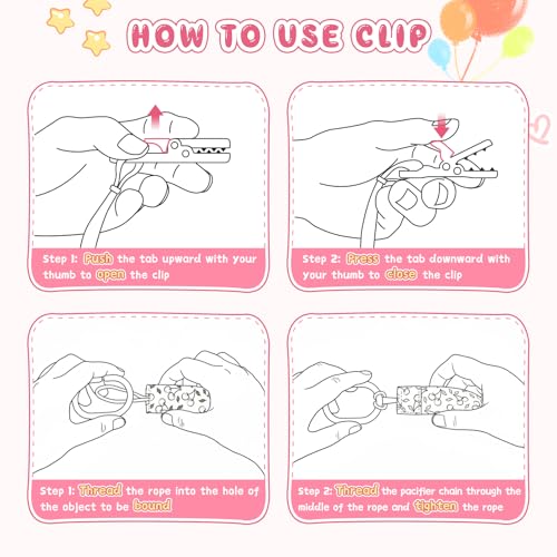 Image of Pacifier Clip Girl,6 Pack Stylish Binky Clips Strap for Baby Girls,Paci Holder with Clip Lightweight Universal Fits Most Pacifiers Teether Toy Teething Ring Soothie,Baby Gift(Flower & Fruit)