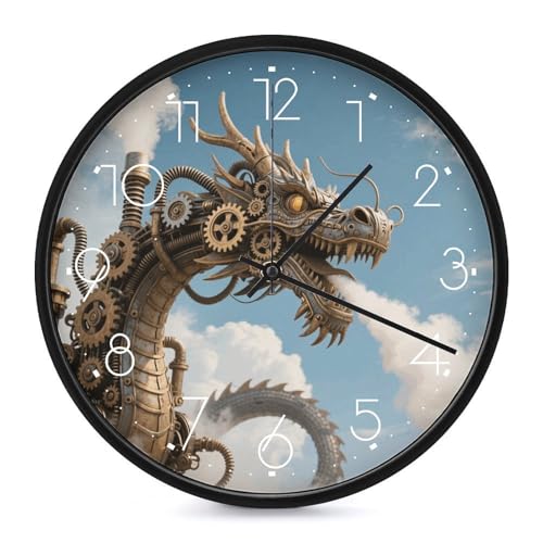 Horloge murale ronde Dragon décorative pour salon moderne