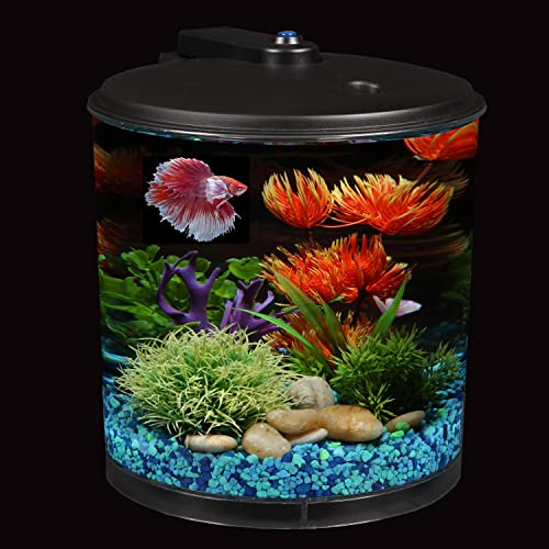 Koller Products 1.5-Gallon 360 View Aquarium Kit With Multiple Colors Led Lighting And Power Filter, Ideal For Betta Fish And Tropical Fish #TOP7
