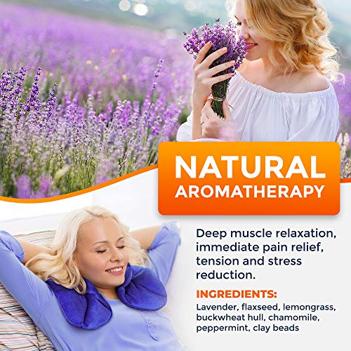 Microwavable Heating Pad with Natural Herbal Aromatherapy - for Instant Relief and Relaxation in Cases of Muscle Pain, Tension and Stress, Aches, Spasm, Stiffness, Migraines, and Headaches