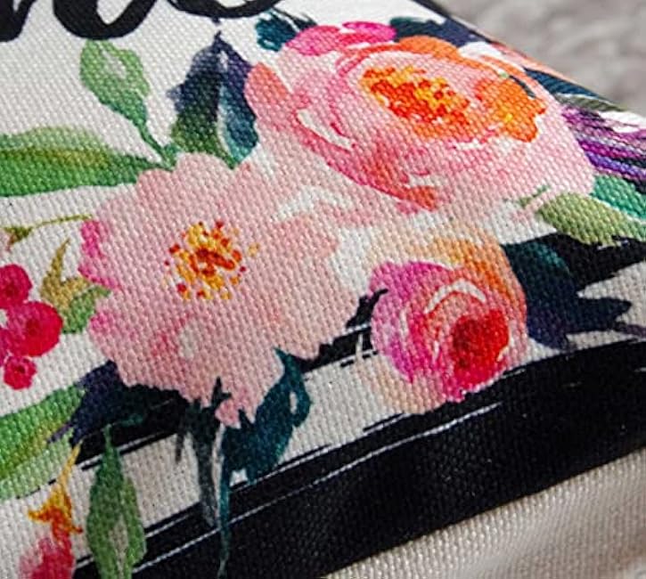 Decorative Welcome Pillow Cover 12 Inches x 20 Inches, Throw Pillow Cover with Flower Welcome, Cover only