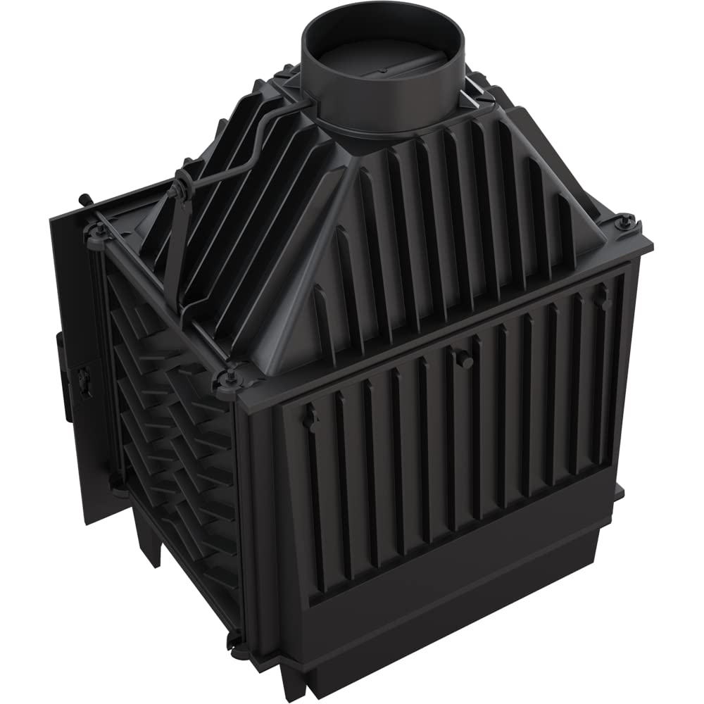 KRATKI Zosia Inserto per Camino a Legna con Presa D'aria Conforme Bimschv 2 12 Kw Ef fi cienza Termica 83% Uscita Scarico fi 200 mm Ghisa Vetro Decorativo 70 X 85cm