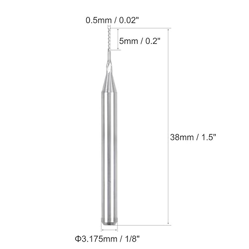 Miniatura 2 de uxcell 10 Uds 0.020 in Carburo End Mill Grabado Fresa Fresa CNC Router Bits para máquina PCB, vástago de 18"