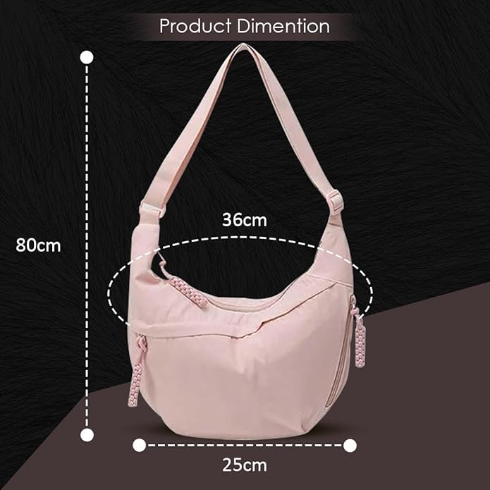 Image of Stvin Crossbody Travel Sling Bags for Women and Men, Crescent Shoulder Purse Bag with Zipper & Adjustable Strap, Half - Moon Shaped Waist Bag, Unisex Chest Bag - Nylon Fabric