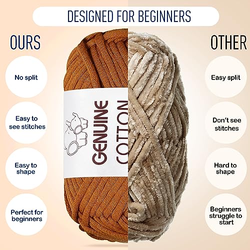 Image of Timgle 18 Pack Beginners Crochet Yarn Cotton Yarn for Crocheting and Knitting with Easy to See Stitches Cotton Nylon Blend Yarn for Crochet Kit Making(Nature Colors)
