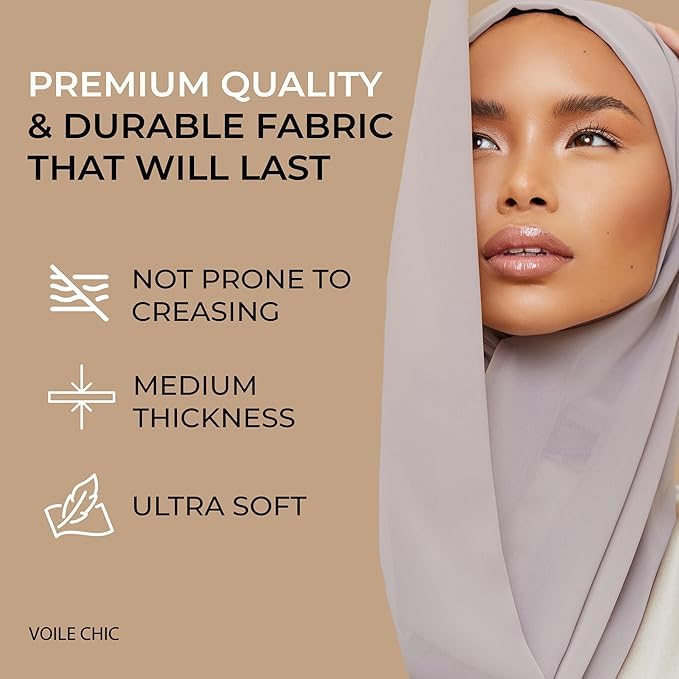 VOILE CHIC Luxury Chiffon Hijab Scarf for Women - Made in Turkey - Islamic Head Scarf Wrap for Muslim3