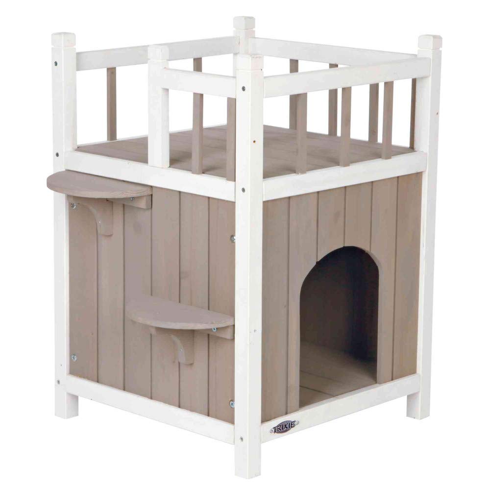 Trixie 44093 natura Cat's Home mit Balkon, 45 × 65 × 45 cm, grau/weiß