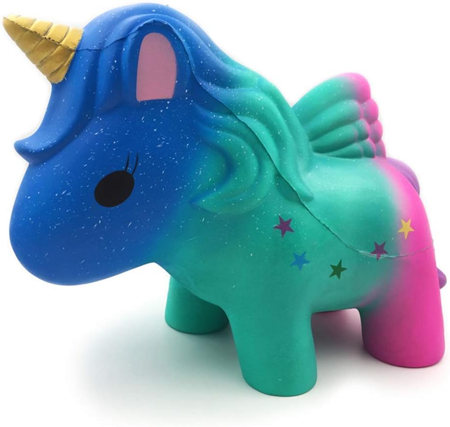 12 Inches Giant Rainbow Unicorn Squishy Toy Soft Jumbo Slow Rising Collection Gift Decor Stress Relief Toy (Blue Unicorn)