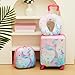 Sanwuta 4 Pcs Kids Luggage Set Backpack Travel Rolling Suitcase U-shape Pillow Christmas Children Gift for Girls Boys(17 Inch,Mermaid's Tail Style,Blue Purple)